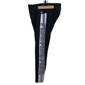 Pink Victoria's Secret large ultimate legging black with grey & white stripes